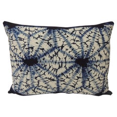 Vintage Indigo and White African "Shibori" Hand Dyed Textile Decorative Pillow