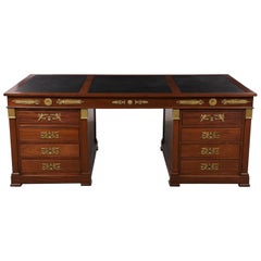 French Double Pedestal Empire Style Desk, circa 1950s