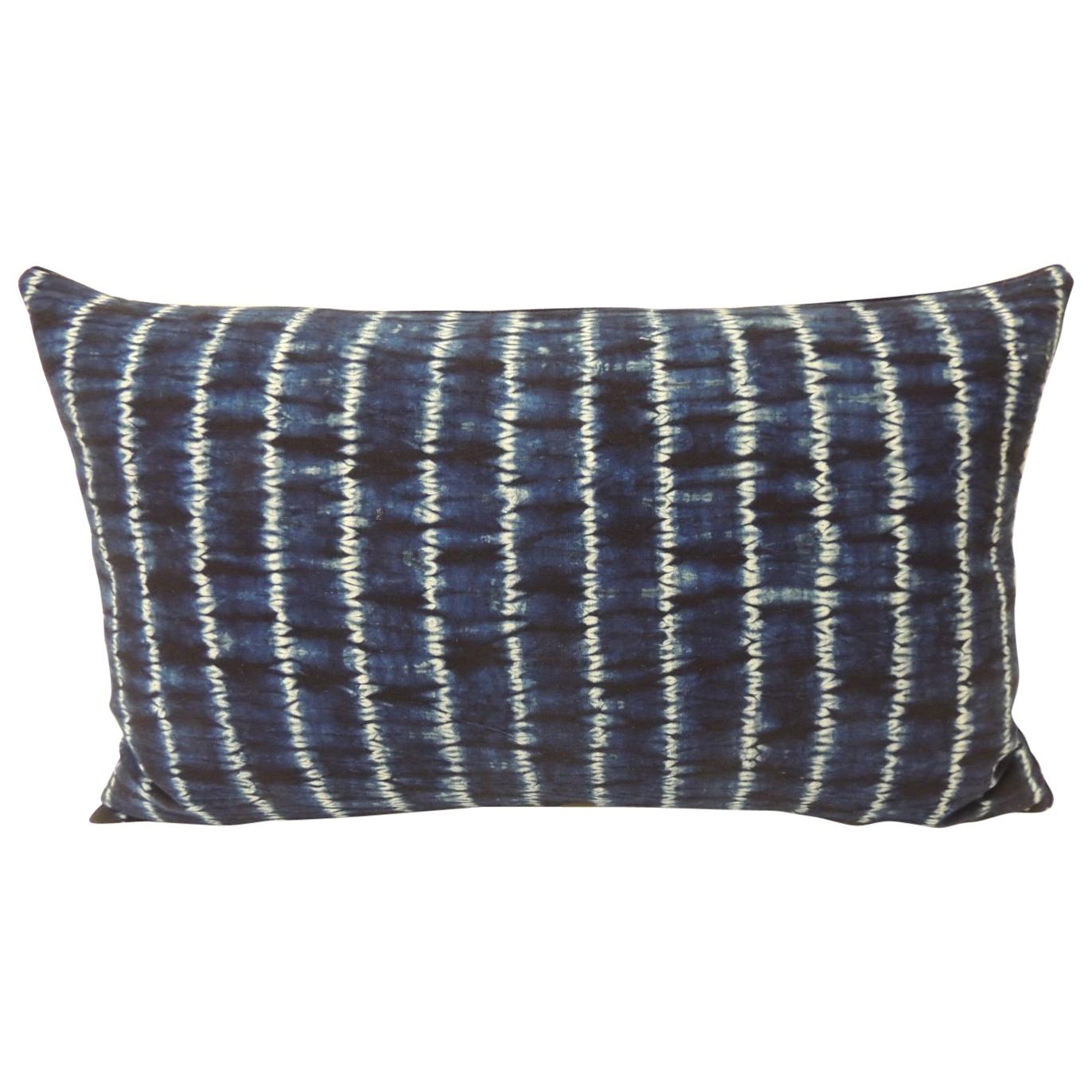 Vintage Indigo and White African Resist-dye Textile Decorative Pillow For Sale
