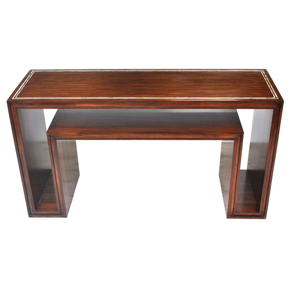 Modern Rosewood with Mother of Pearl Entry Sofa Table