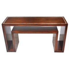 Vintage Modern Rosewood with Mother of Pearl Entry Sofa Table