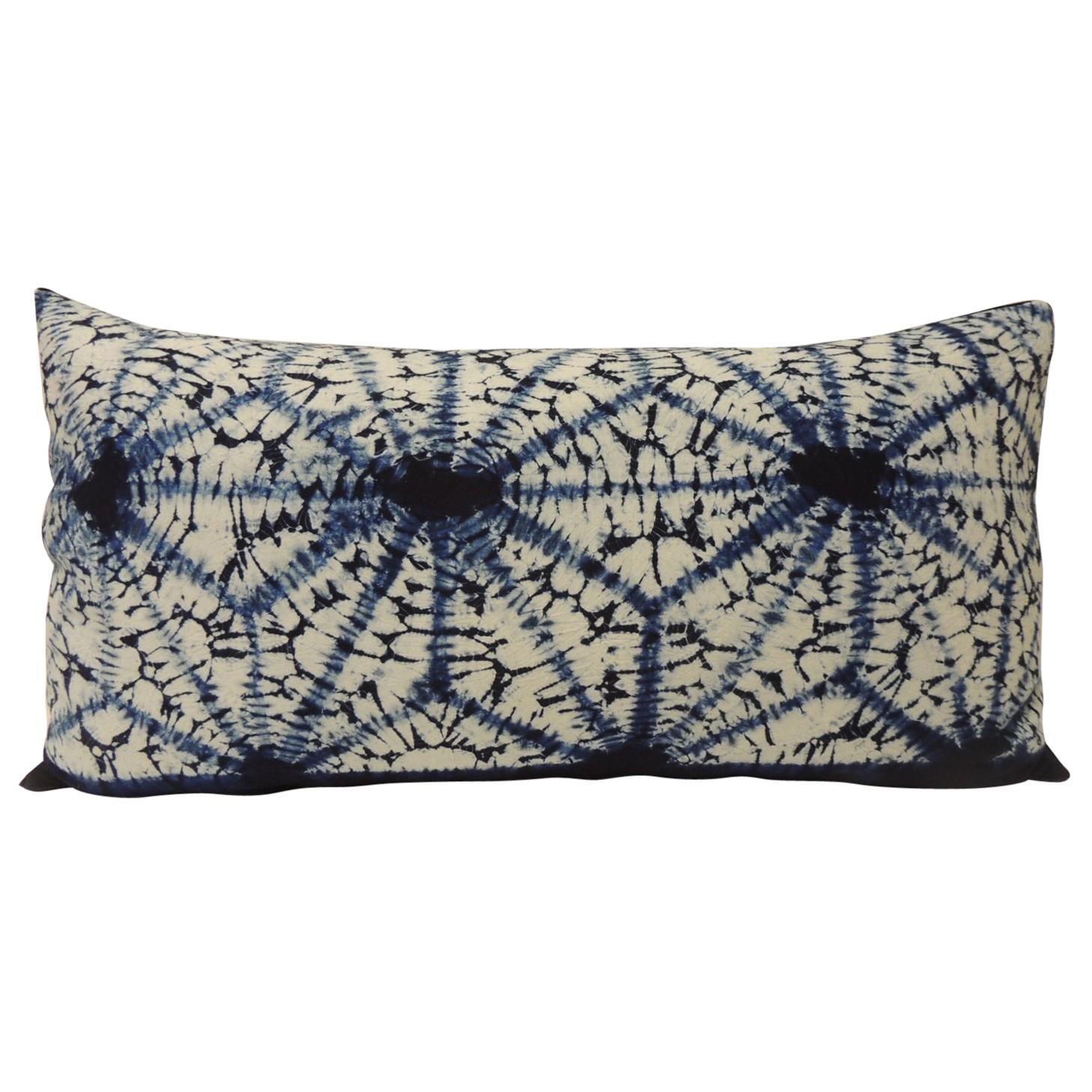 Vintage Indigo and White African Resist-dye Textile Decorative Pillow