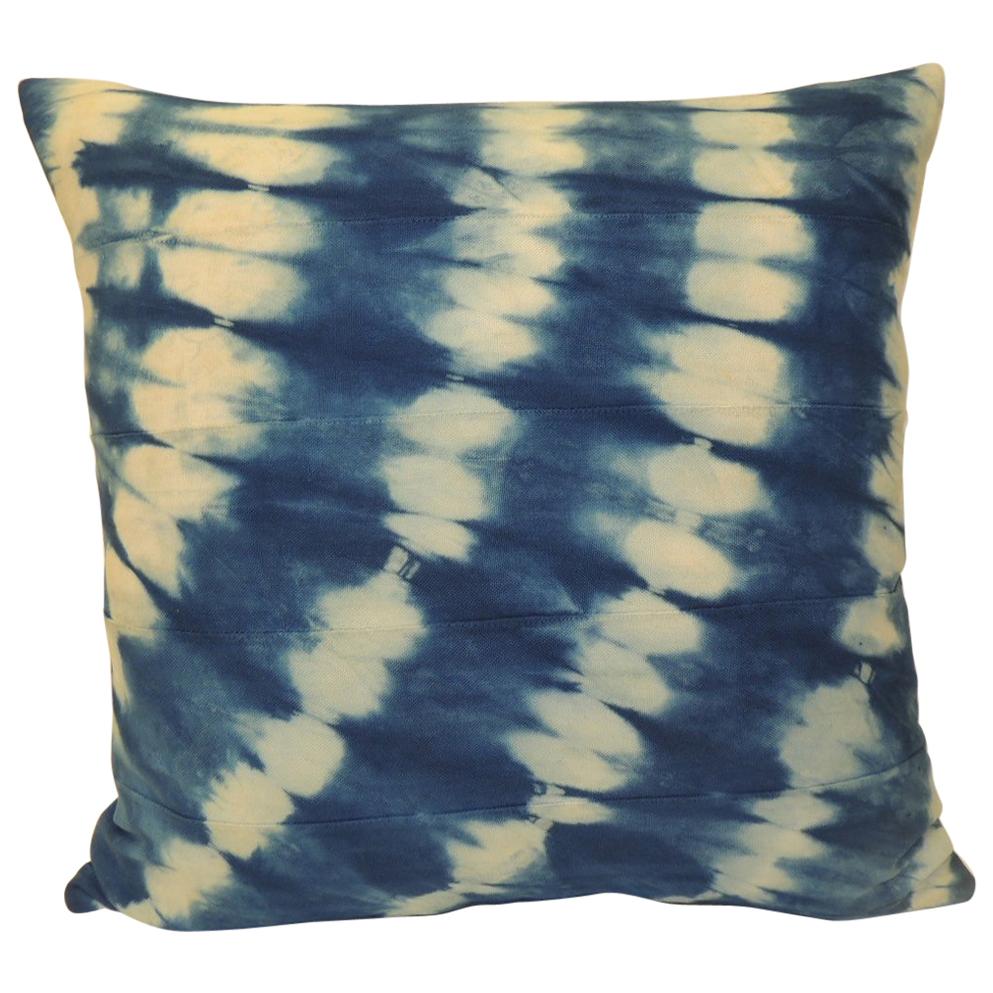 Vintage Indigo and White African Textile Decorative Pillow at 1stDibs