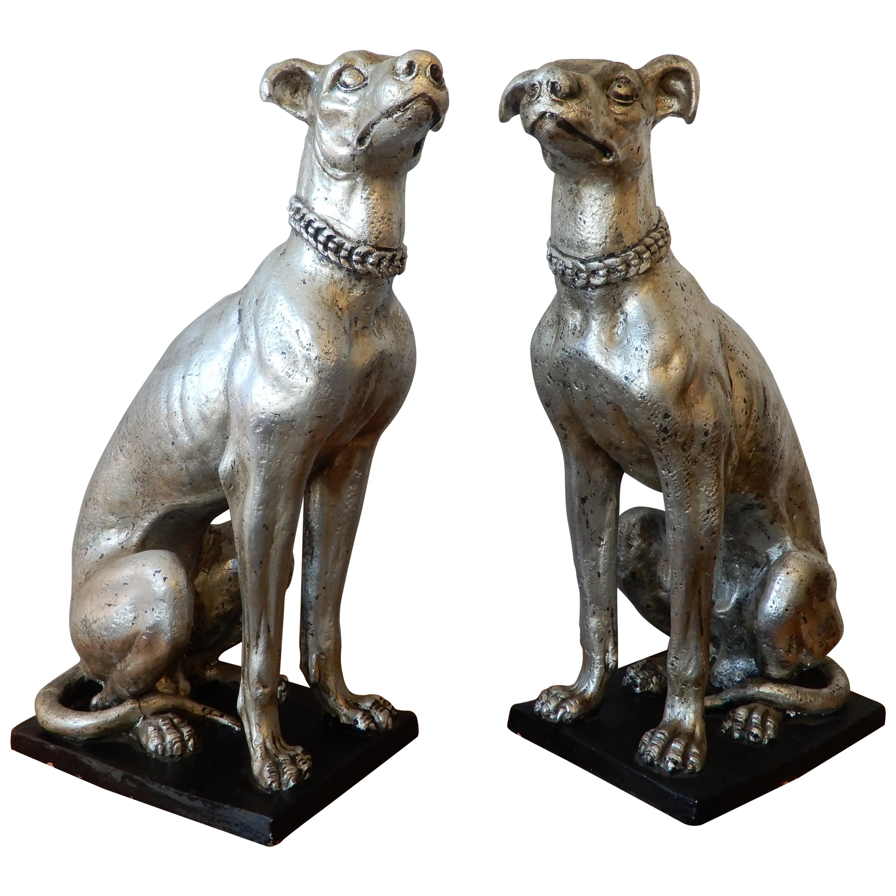 England, Pair of Large Art Deco Whippet Dogs