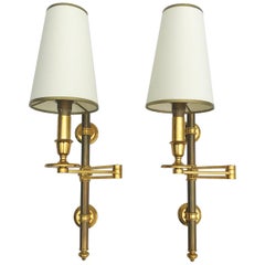 Pair of Maison Jansen Swing Arm Sconces