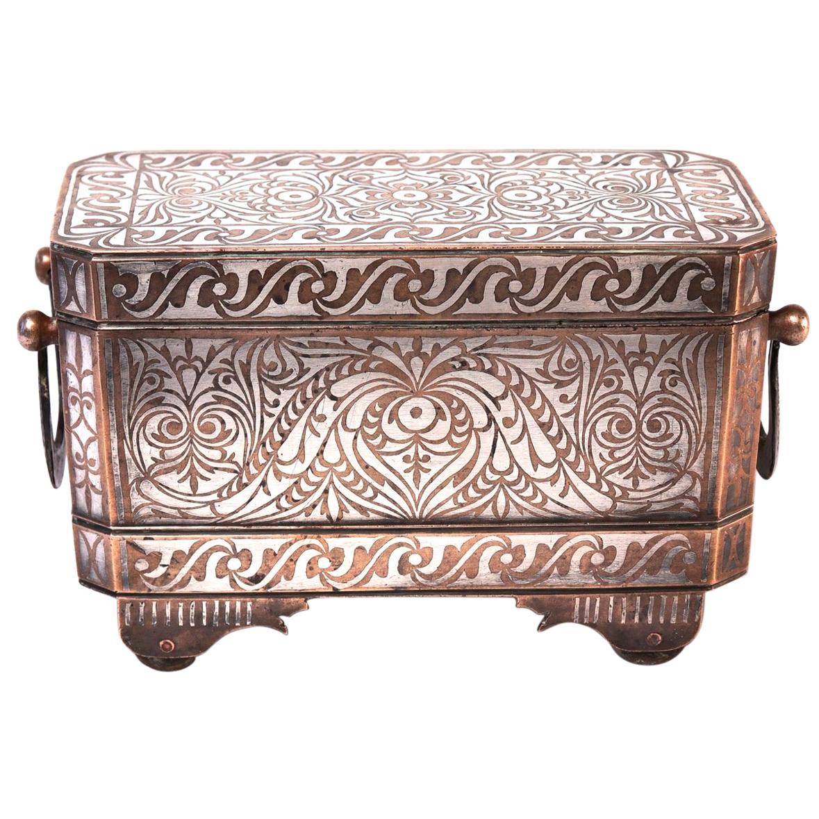 Southern Philippine ‘Mindanao’ Brass with Silver Inlay Betel Box