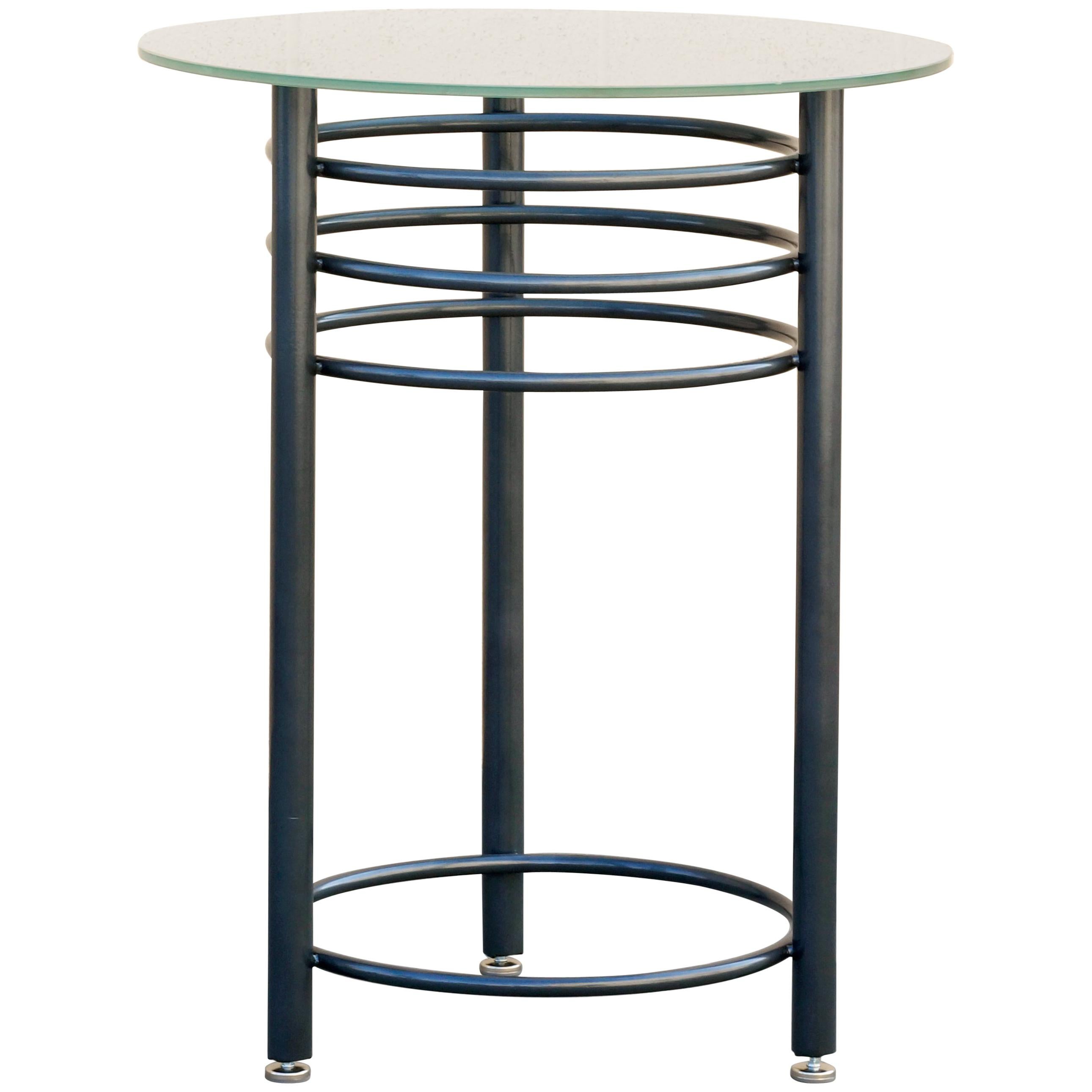 Vintage Contemporary Steel Cocktail or Center Table, Refinished in Metallic Gray For Sale