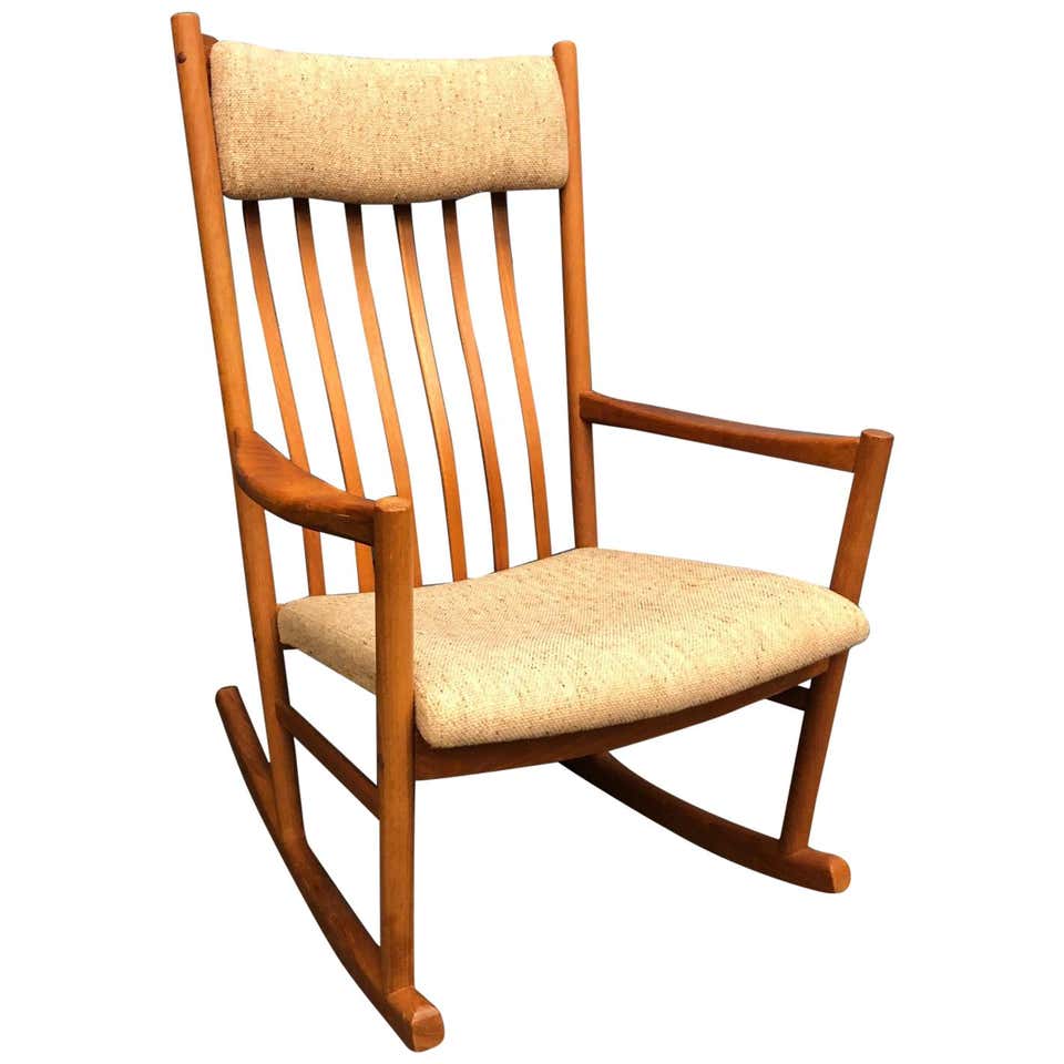 Danish Modern Teak Rocking Chair/Rocker at 1stDibs | hans wegner stole