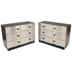 Rare Pair of Decorator Mid-Century Modern 3-Drawer Dressers by James Mont