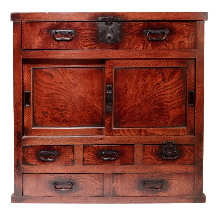 Japanese Keyaki Tansu Merchant's Chest For Sale at 1stDibs
