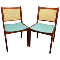 Vintage Pair of Danish Modern Teak and Cane Chairs by Karl-Erik Ekselius