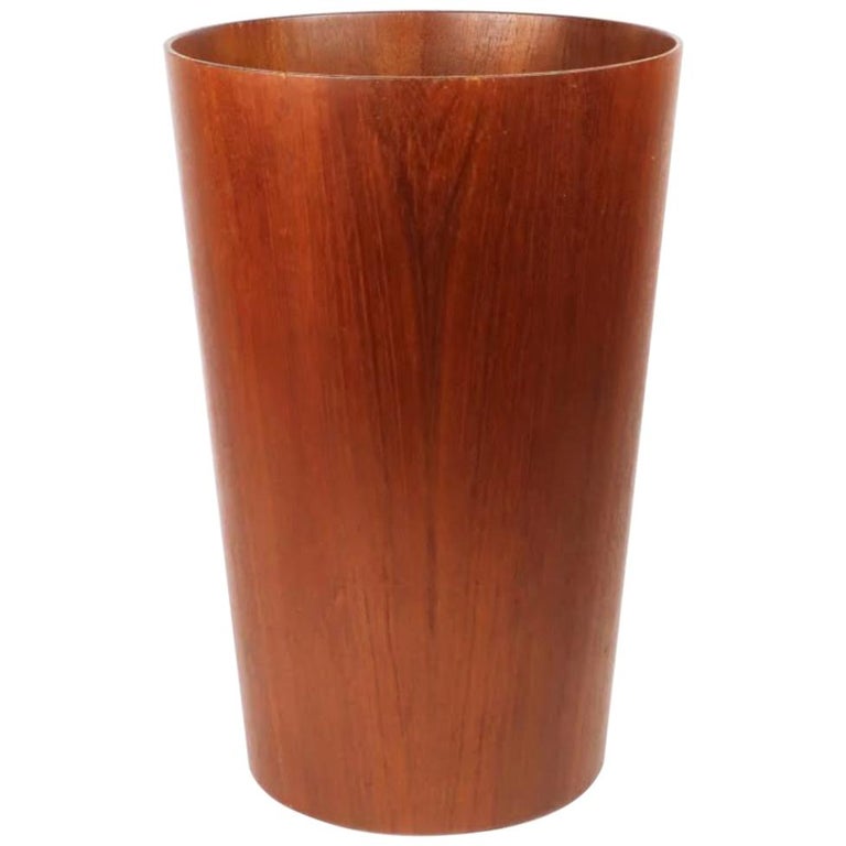 Scandinavian Modern Teak Wastebasket by Rainbow Wood Products For Sale