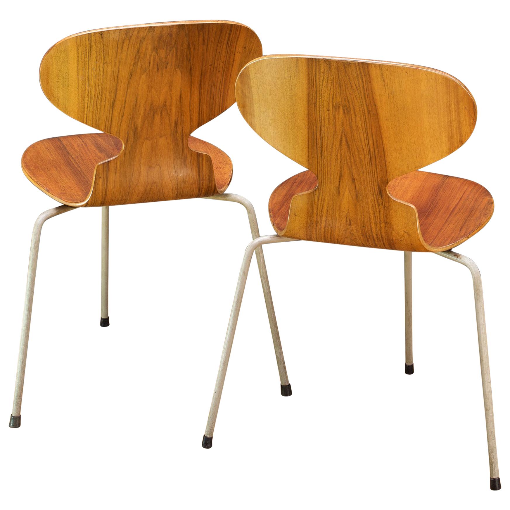 1953 Arne Jacobsen Tri-Leg Teak Ant Chairs Fritz Hansen Danish Cabinmodern