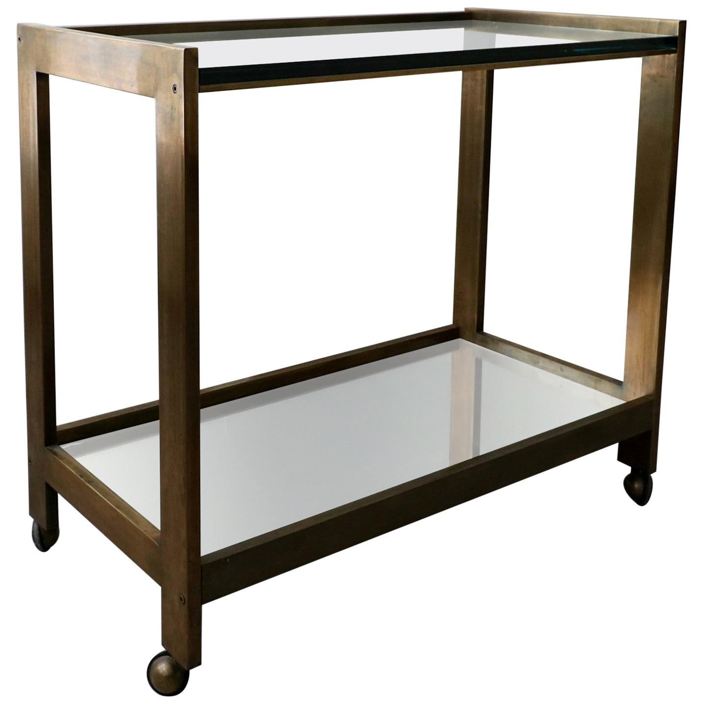 Bronze and Glass Midcentury Italian Bar Cart