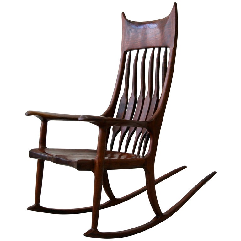 Sculpted Wood Studio Rocking Chair after Sam Maloof For ...