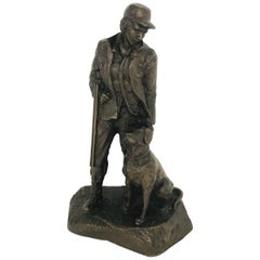 Mark Hopkins Listed Artist Bronze 'Sunrise' Hunter and Dog