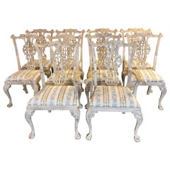 Custom Finish Chippendale Dining Chairs, Set of 10