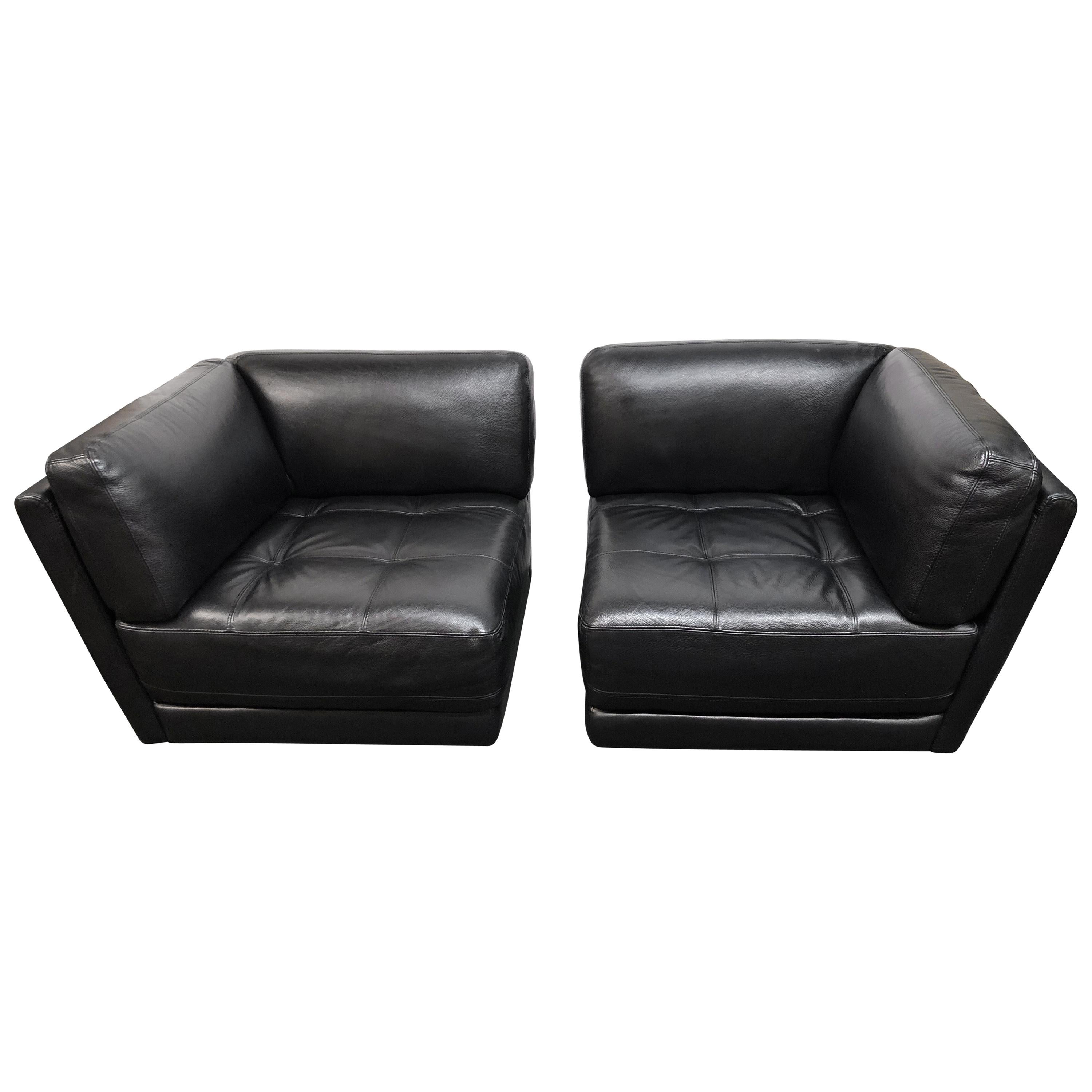 Two Piece-Leather Loveseat, by Chateau D' Ax For Sale