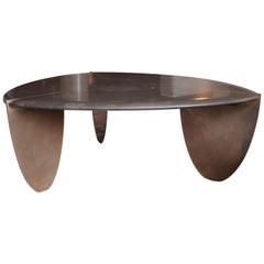 ETHER ATELIER Carved Edge Stone & Bronze Coffee Table, Customizeable