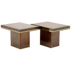 Willy Rizzo, Pair of End Tables in Coppered Mirrors, 1980s