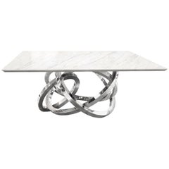 Dining Table Square Sculpture Metal Rings Mirror Steel Marble Also Outdoor Italy