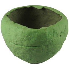 Grey Stoneware Vessel with Lichen Green Engobe