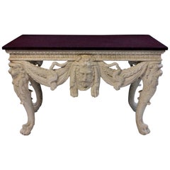 Large County House Console Table with a Solid Porphyry Top