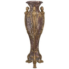 Louis XVI Style Brêche Violette Marble Pedestal, circa 1890