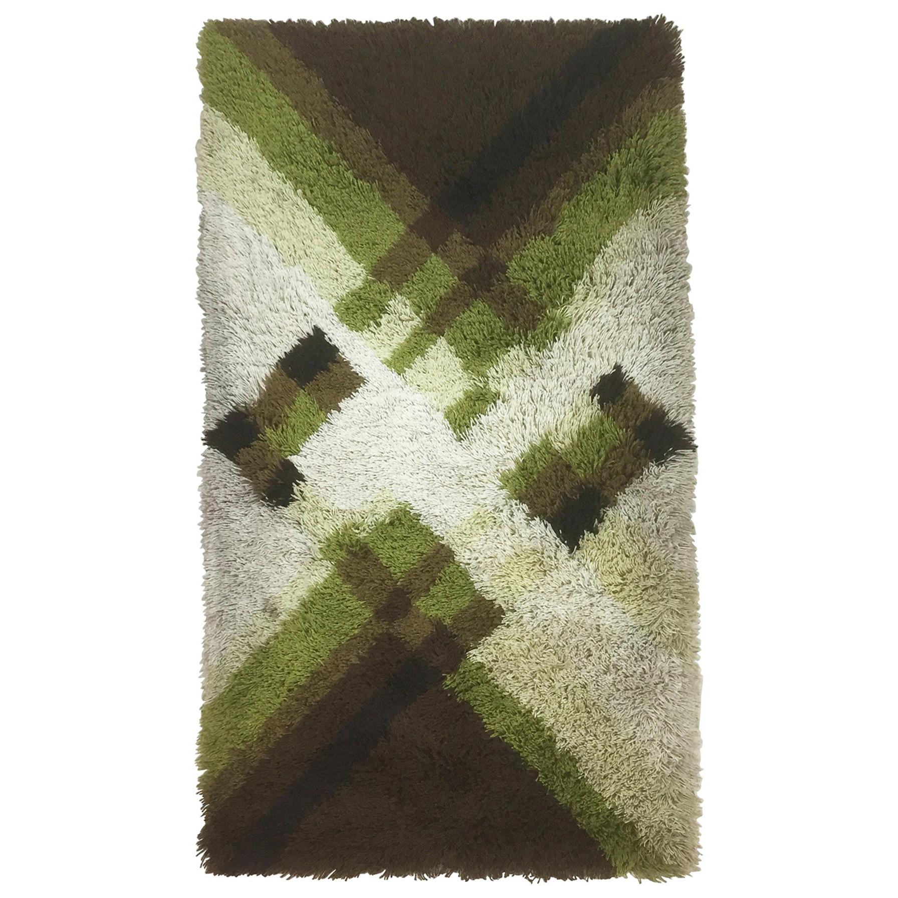 Vintage 1970s Modernist Multi-Color High Pile Rya Rug by Desso, Netherlands