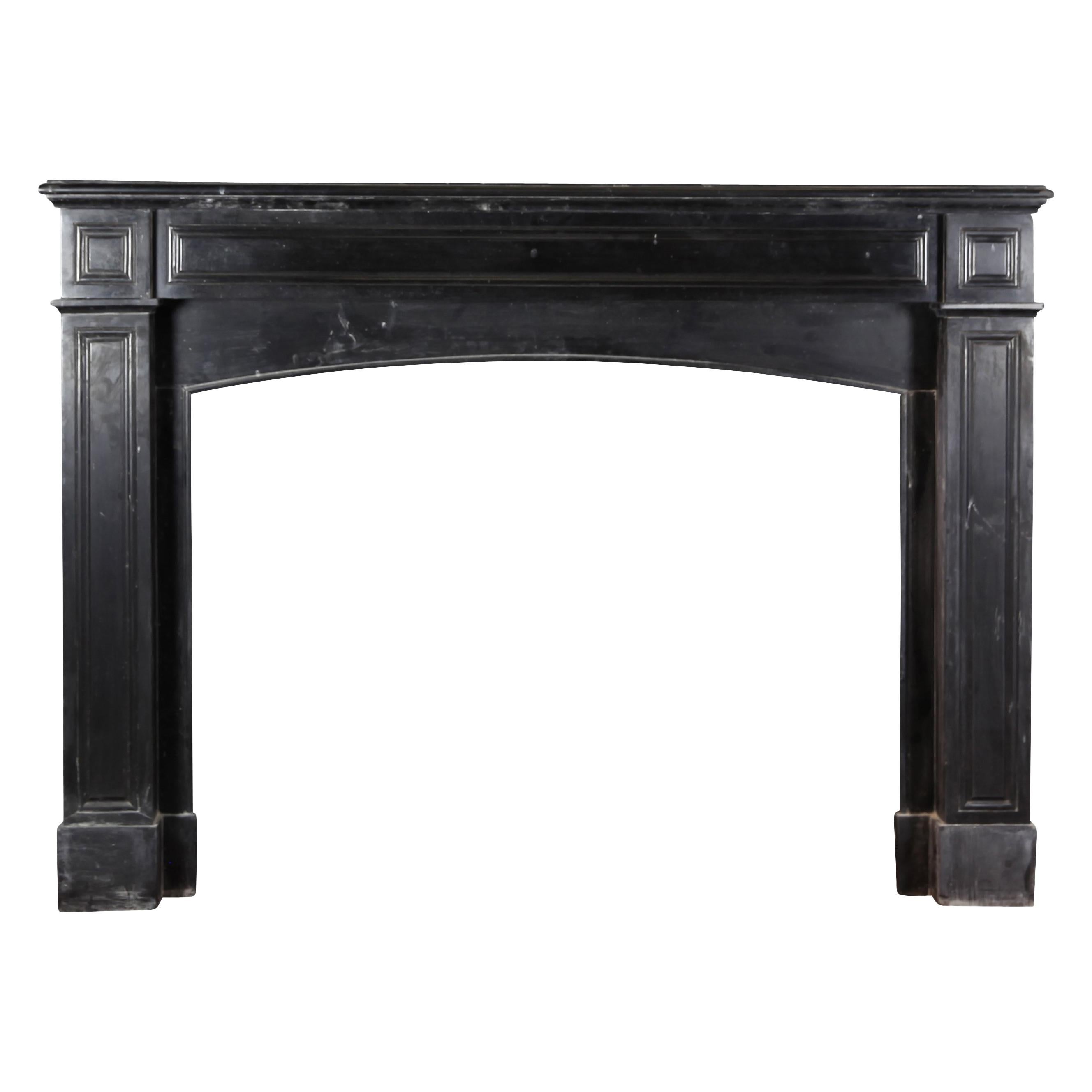 19th Century Country Antique Fireplace in Black Belgian Marble