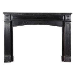 19th Century Country Antique Fireplace in Black Belgian Marble