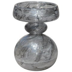 Vase Murano Glass Style Ercole Barovier Efeso Grey Trasparente Color Round