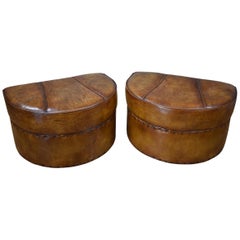 Pair of 20th Century Art Deco Hand Dyed Leather Foot Stools