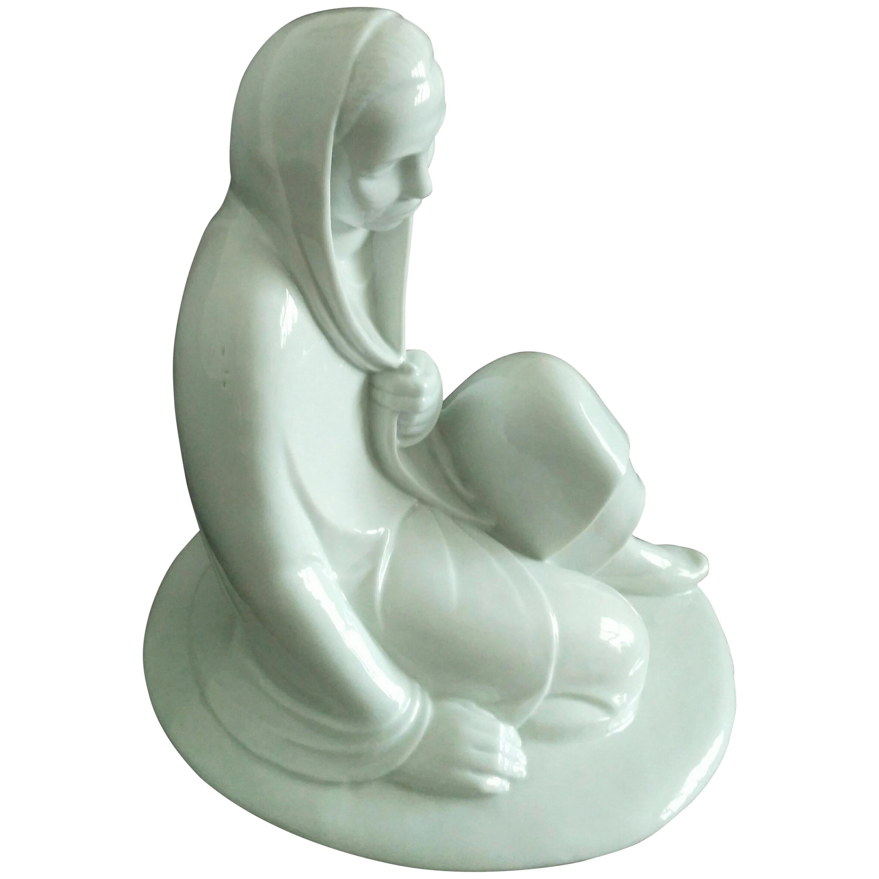 Porcelain Figure ‘Sitting Girl’ by Ernst Barlach, 1908 For Sale