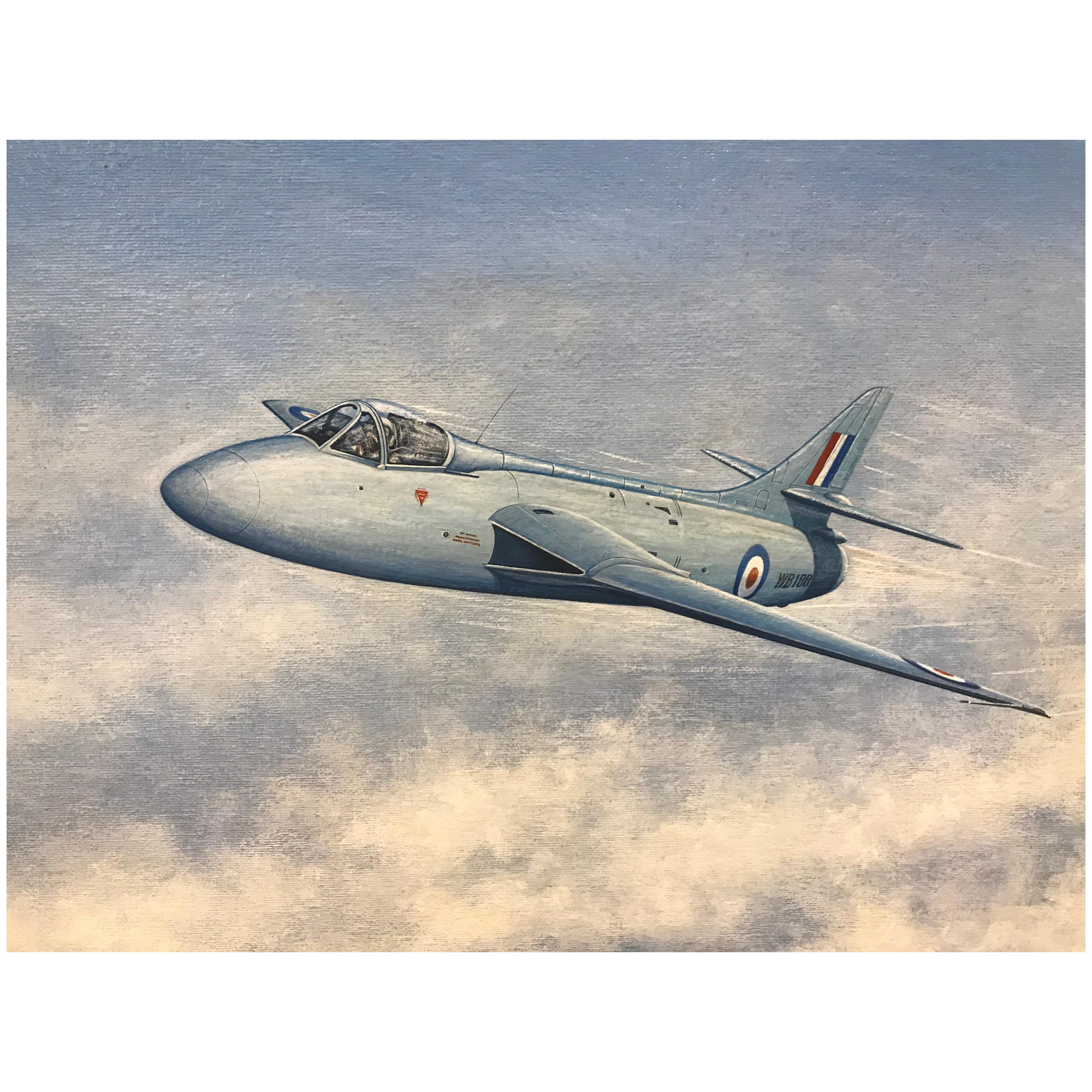 Painting of a RAF Hawker Hunter Jet 'WB188' For Sale