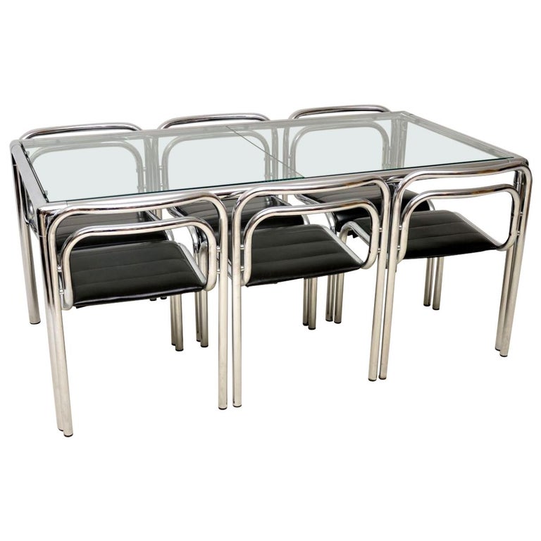 1960s Vintage Chrome Dining Table And Chairs By Rodney Kinsman For 1960s Vintage Chrome Dining Table And Chairs By Rodney Kinsman For Omk