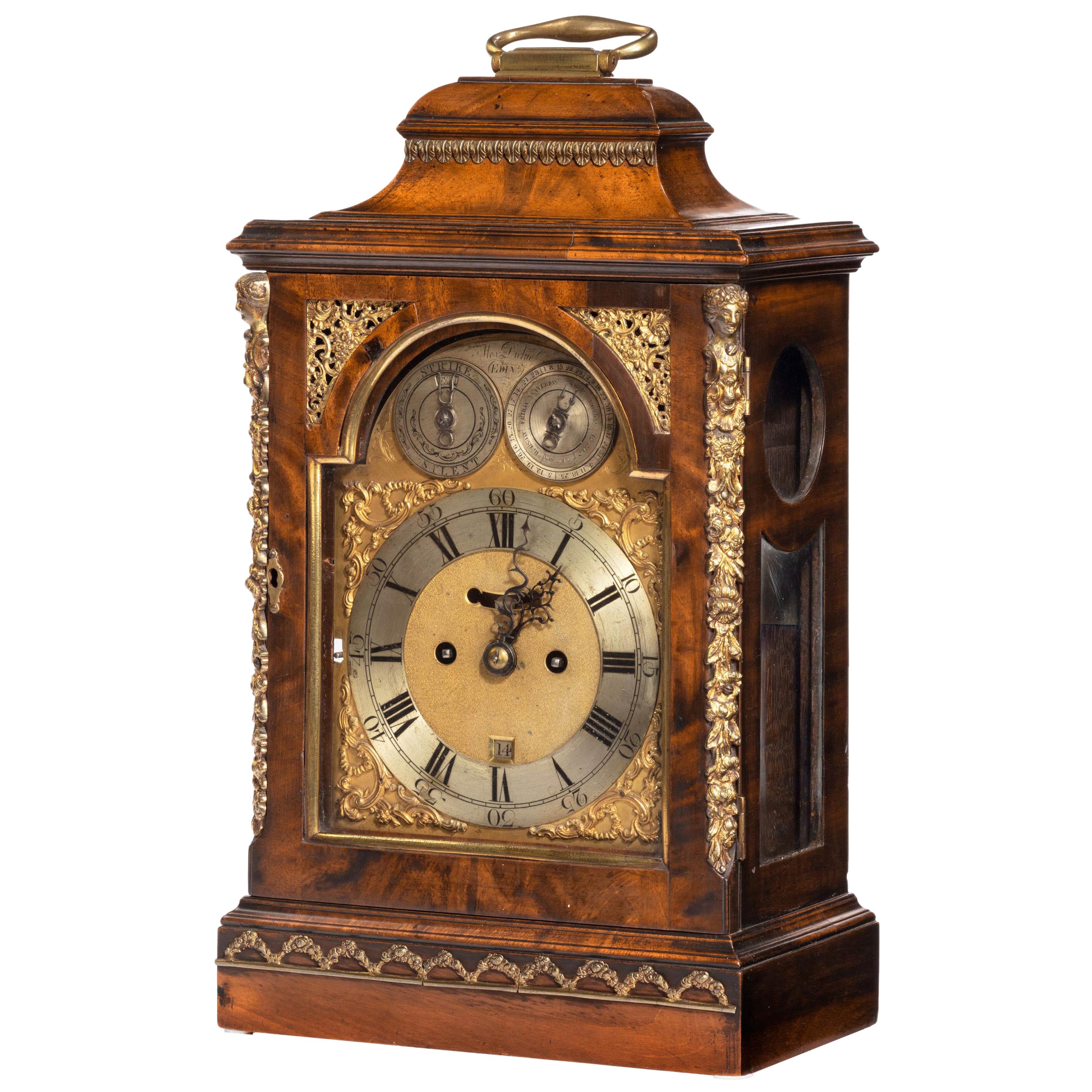 Fine George III Period Mahogany Bracket Clock Signed by Alex Dickie