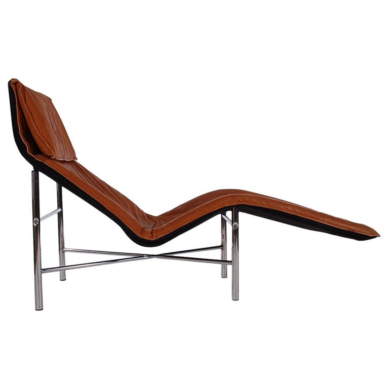 Midcentury Danish Modern Brown Leather, Brown Leather Chaise