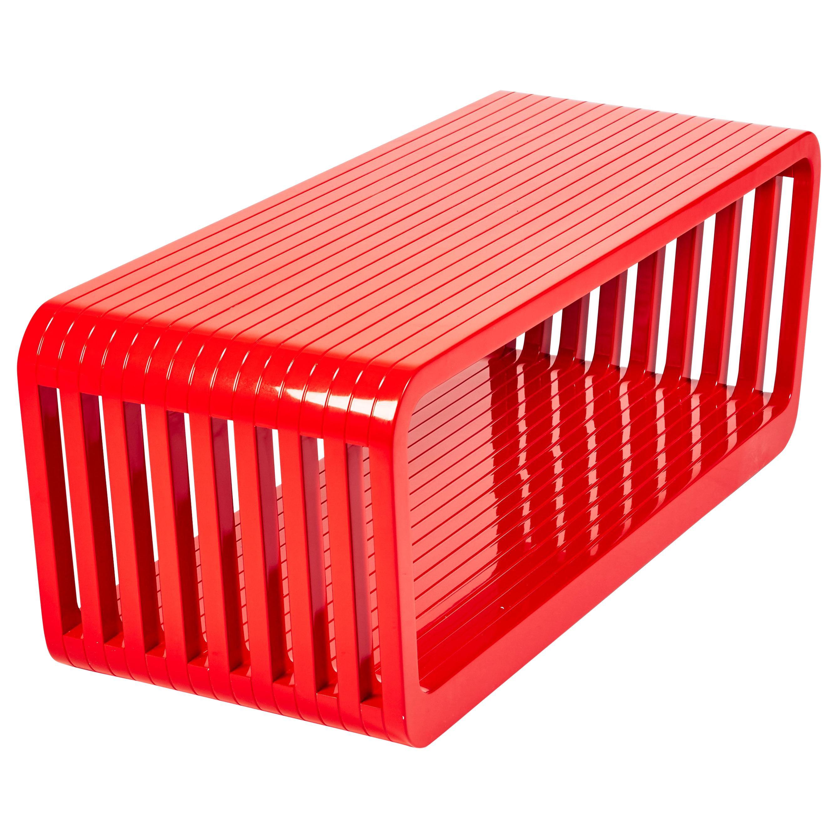 Bench or Coffee Table, LINK by Reda Amalou, 2016, Red Lacquer For Sale