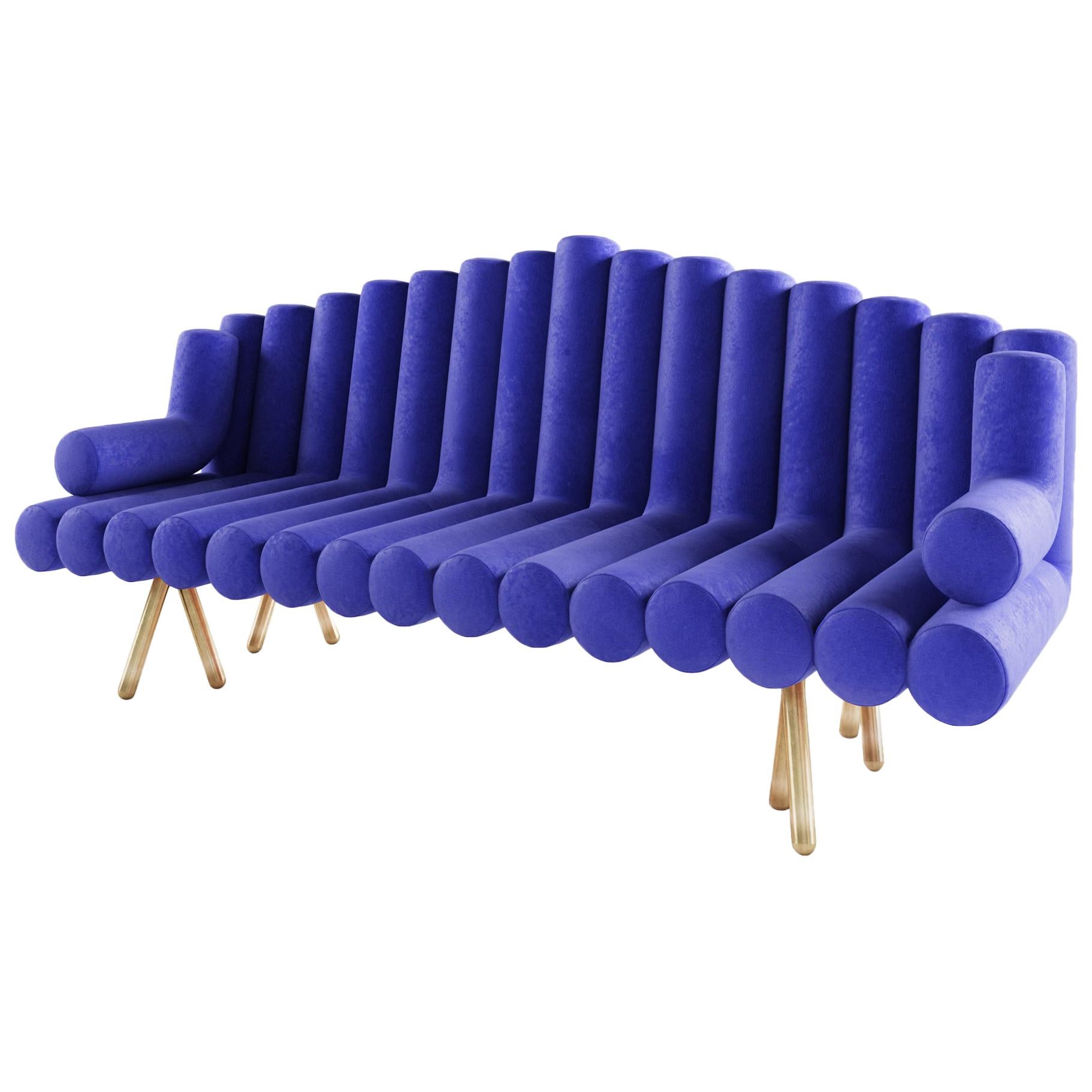 Gold Velvet Sofa with Fringe at 1stDibs