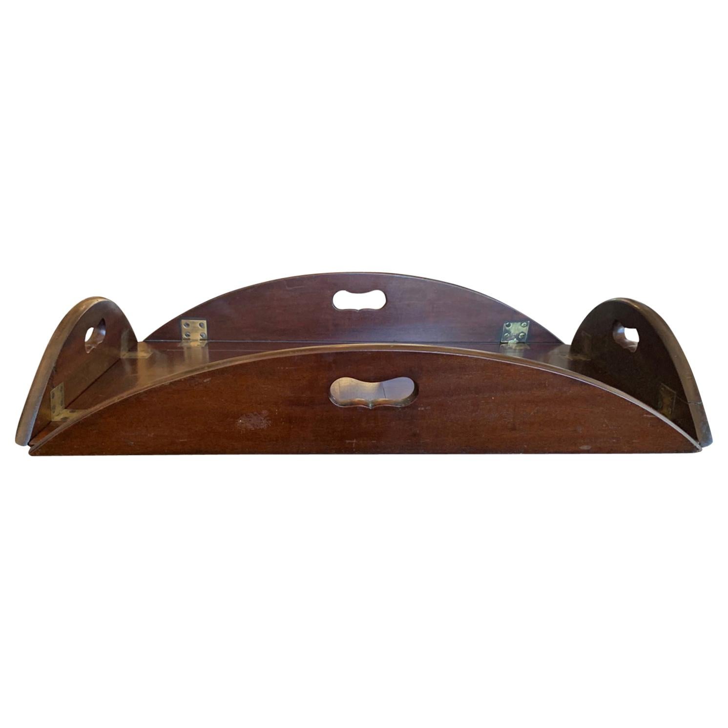 19th Century English Mahogany Folding Butler's Tray with Hinged Sides For Sale