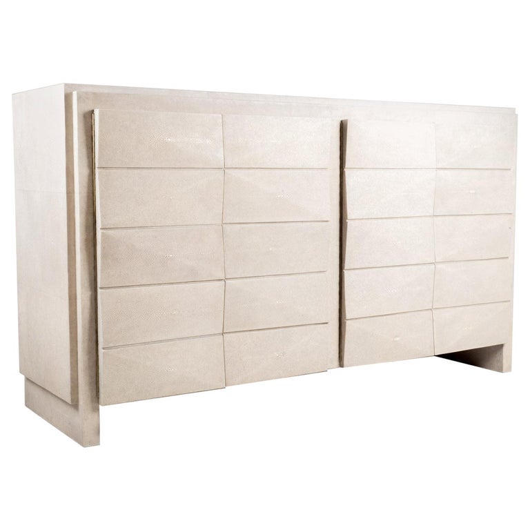 "Tomboy 8" Buffet Cabinet in Cream Shagreen by R & Y Augousti For Sale