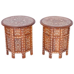 Pair of Syrian Round Top End Tables or Stands