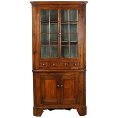 Antique Welsh Glazed Corner Cupboard, circa 1790