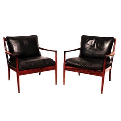 Vintage Danish Midcentury Pair of “Samso” Lounge Chairs by Ib Kofod-Larsen, 1960