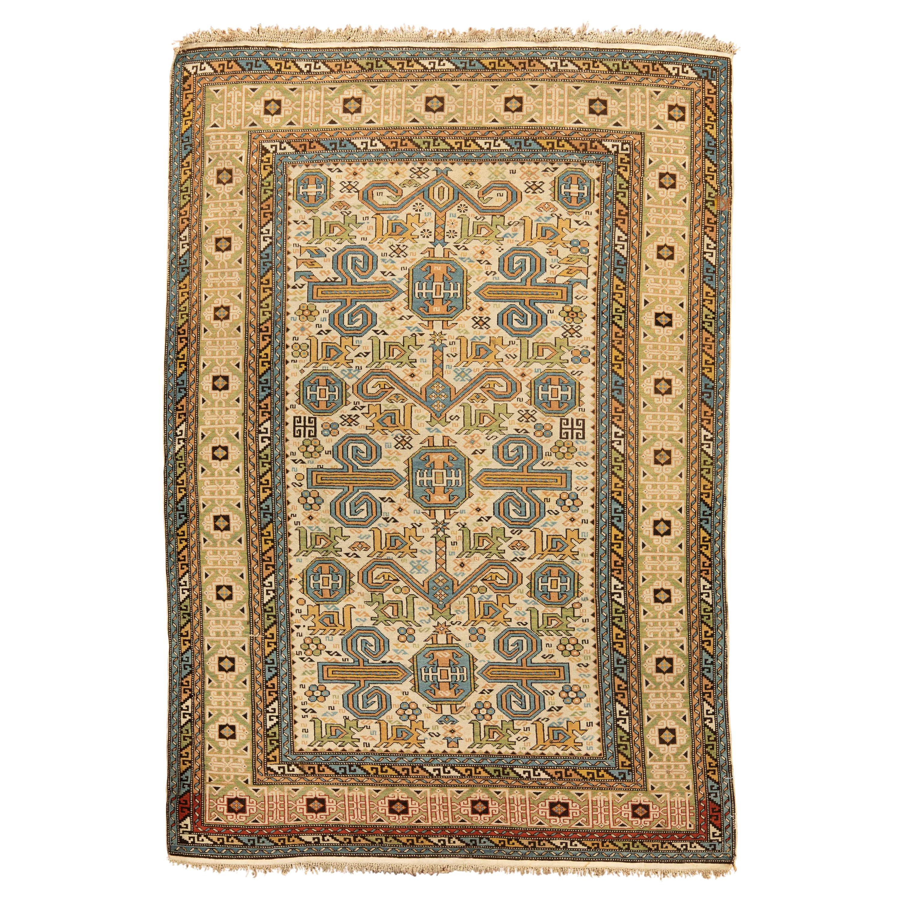 Tapis caucasien ancien Shirvan perpétuel, circa 1880  4'1 x 5'9