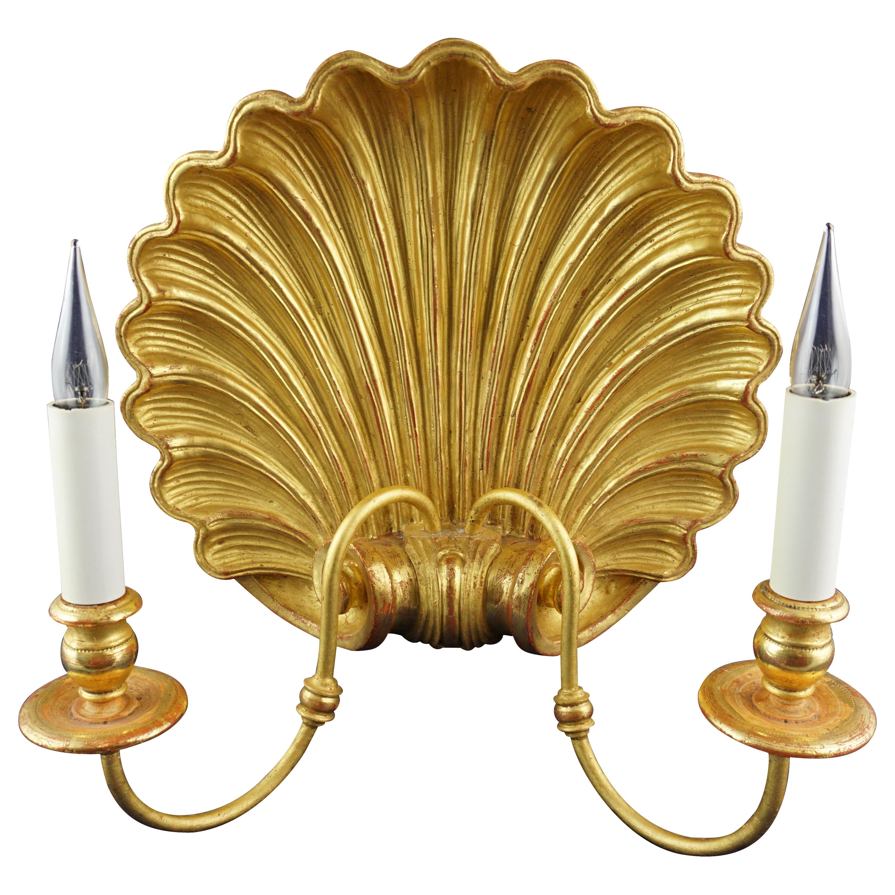 Leone Cei 3300 Regency-Style Shell Wall Light, Hand Carved and Gilded in Italy For Sale