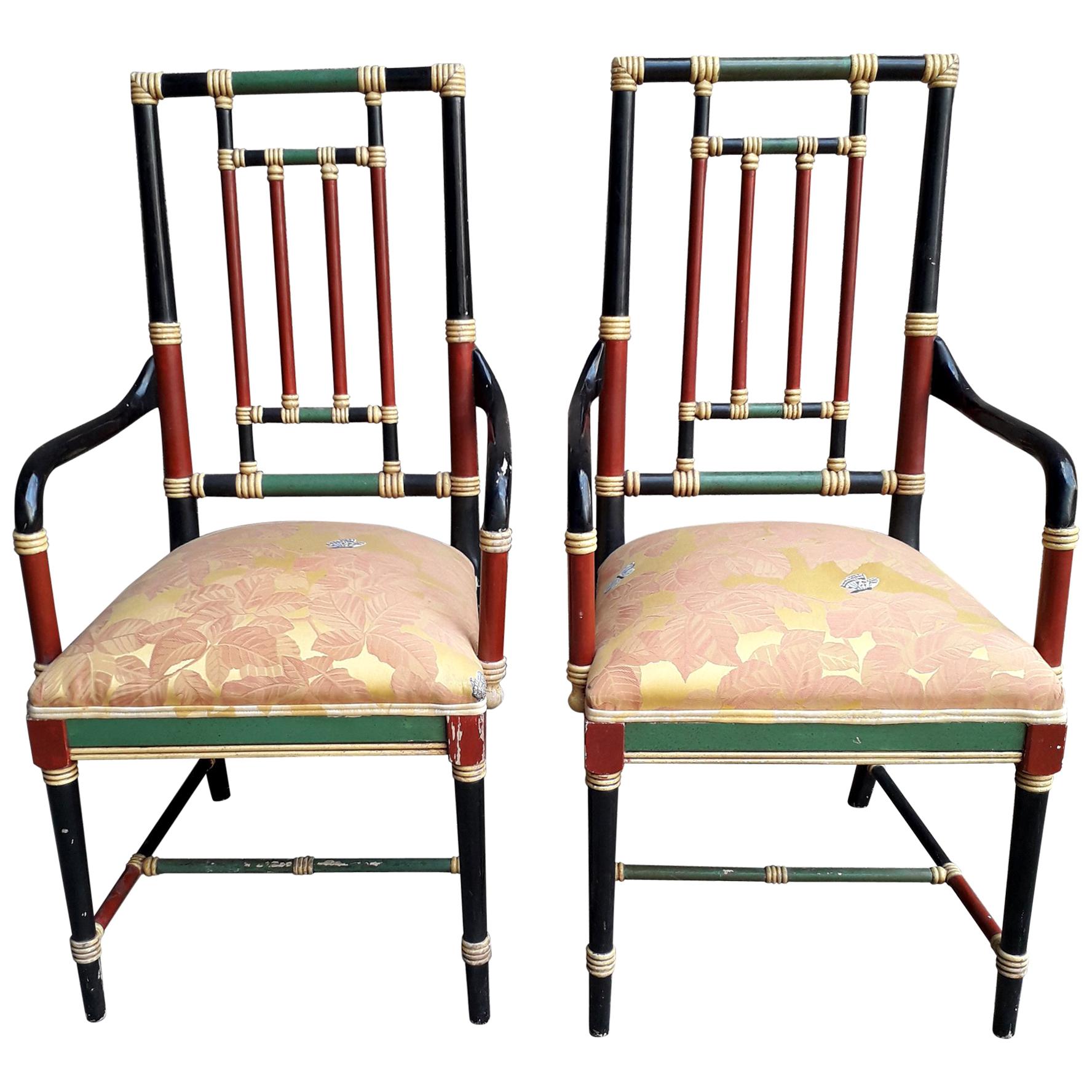 Pair of Brighton Pavilion Style Armchairs, 20th Century For Sale