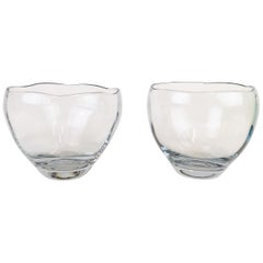 Midcentury Modern Set of 2 Crystal Bowls Asta Strömberg Sweden, 1950s