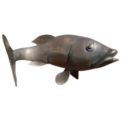 Japanese Huge Bronze Swirling Koi Trophy Fish, Good Fortune